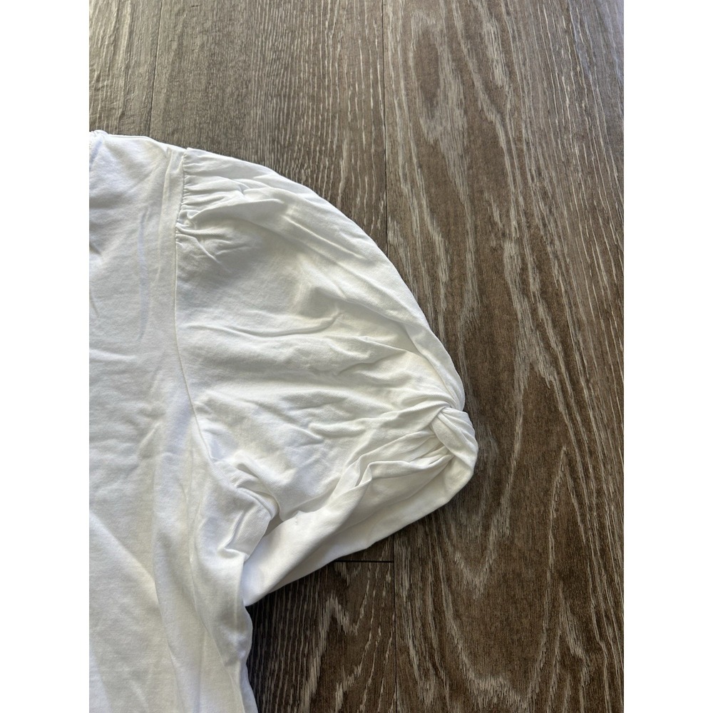 Hatley White Puff Sleeve Top Quiet Luxury Coastal Preppy Parisian Minimalist - Picture 6 of 9
